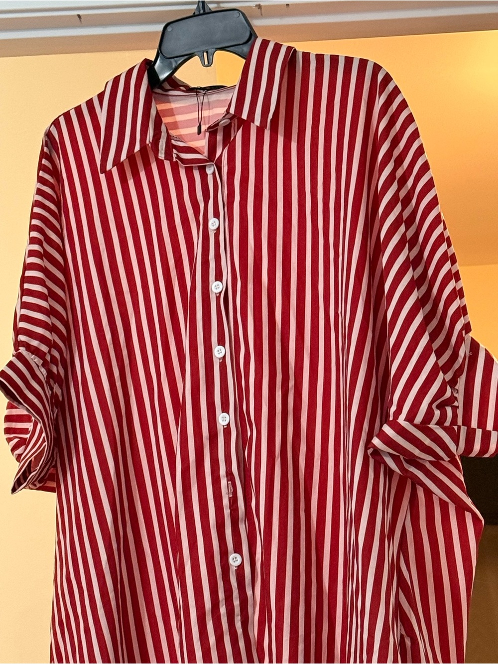CBR Red and White Striped Button-Up Tunic - Picture 2 of 5